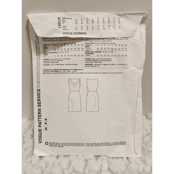 DKNY V1351 Sewing Pattern | Lined Pullover Dress - Picture 8 of 12